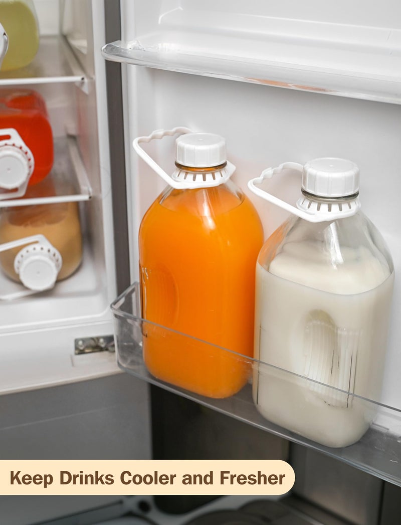 KMIGRUAN 64oz Heavy Duty Glass Milk Bottle with Handle and Airtight Reusable Lids,3Pack Glass Milk Container for Refrigerator,Juice Jugs With 2 Exact Scale Lines - Image 4