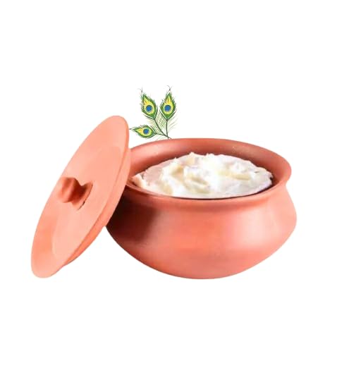 Terra Charms Clay Handi for Sacred Handi: Crafting Krishna’s Delight for Janmashtami Cooking & Serving Mishri Makhan Hand Making Curd Handi Bowl Pack of 1Pcs in 700ML - Image 1