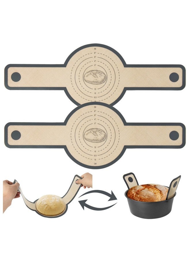 Ponpon 2Pcs Silicone Bread Sling for Dutch Oven, Reusable Bread Mat for Bread Oven, Non-Stick Bread Sling with Long Handle Sourdough Accessories - Image 1