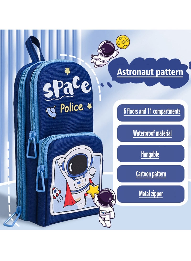 Generic Big Capacity Pencil Pen Case,Cartoon Pencil Case for Boys , Astronaut Simple Stationery Bag,Kids Pencil Box with Compartments Cute Portable Pencil Pouch  - Image 5