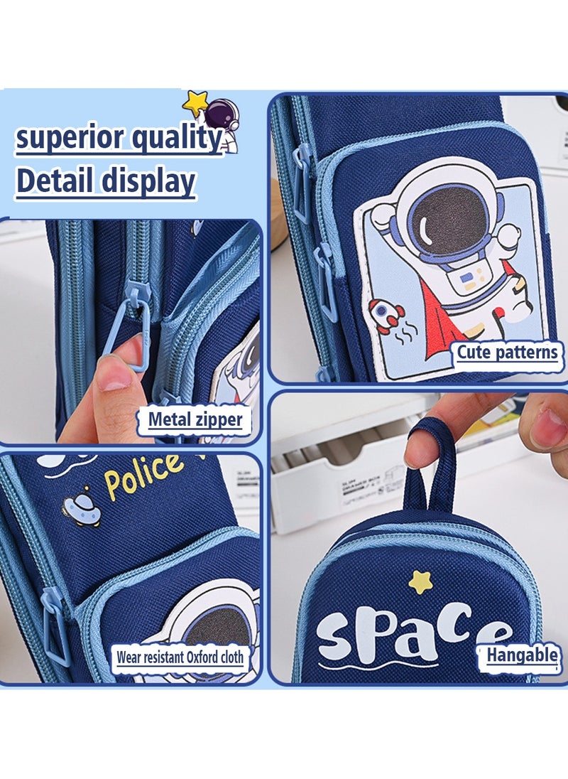 Generic Big Capacity Pencil Pen Case,Cartoon Pencil Case for Boys , Astronaut Simple Stationery Bag,Kids Pencil Box with Compartments Cute Portable Pencil Pouch  - Image 3