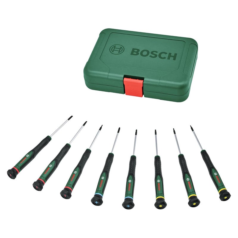 BOSCH Precision Screwdriver Set, 8-Piece with Storage Box - Magnetic Tips, Non-Slip Handle, Chrome Vanadium Steel Blades, Ideal for Electronics, Watches, Glasses & Small Repairs & DYF - Image 1