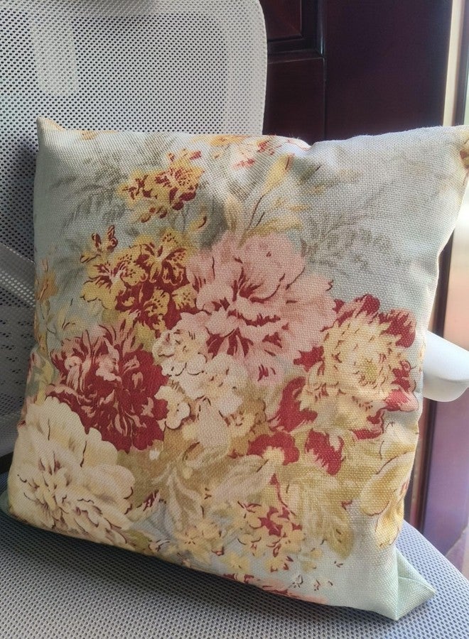 JACKGOLD Decorative Pillow Cover French Country Cottage Blue Decor Floral Farmhouse Linen Throw Pillow Cushion 18x18inch Lumbar Pillowcase - Image 2