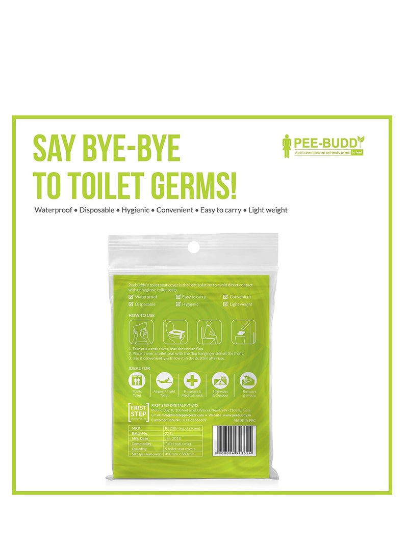 Peebuddy - PeeBuddy Disposable Paper Toilet Seat Covers | No Direct Contact with Unhygienic Seats| Easy To Dispose| Nature Friendly| Must Have For Women (5 Pcs (Pack of 1)) - Image 1