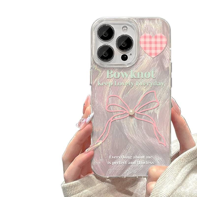 iPhone 14 Plus TPU Protective for iPhone 14 14 Plus 14 Pro 14 Pro Max with Bow Design and Laser Texture in Silver - Image 4