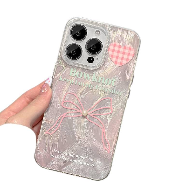 iPhone 14 Plus TPU Protective for iPhone 14 14 Plus 14 Pro 14 Pro Max with Bow Design and Laser Texture in Silver - Image 5