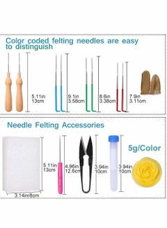 Excefore Needle Felting Kit, Wool Roving, Complete Needle Felting Starter Kit with Basic Felt Tools and Supplies Wool Fibre Spinning Craft Wet Felting Material for Beginners  - Image 2