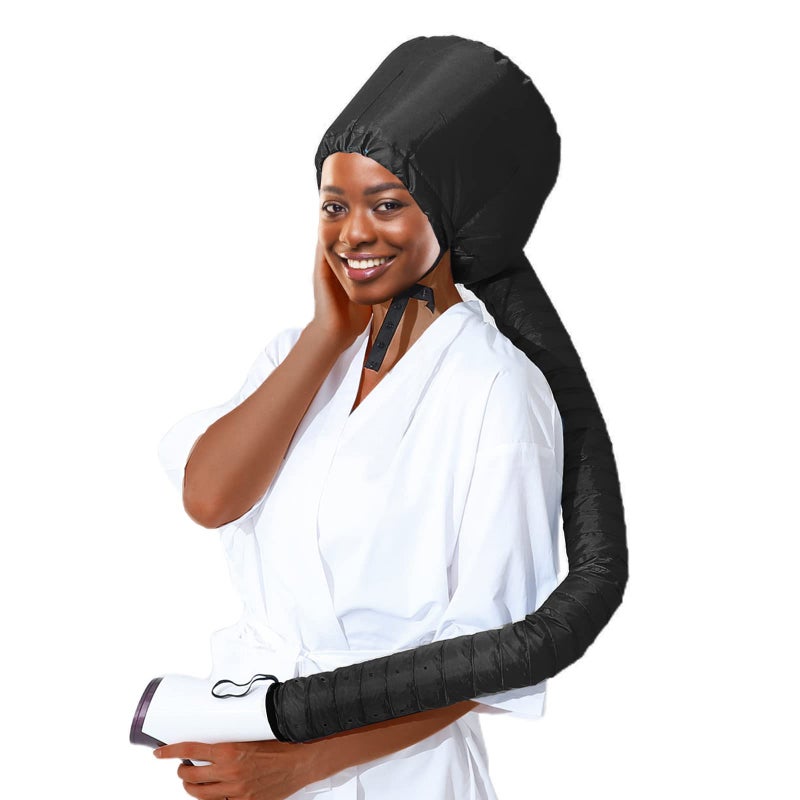 WOBEVB Bonnet Hood Hair Dryer Attachment - Hair Dryer Bonnet with Elastic Strap, Used for Hair Styling, Deep Conditioning and Hair Drying (Black) - Image 1