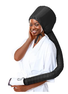 Bonnet Hood Hair Dryer Attachment - Hair Dryer Bonnet with Elastic Strap, Used for Hair Styling, Deep Conditioning and Hair Drying (Black)