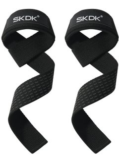 SKDK Cotton Hard Pull Wrist Lifting Straps Grips Band-Deadlift Straps with Neoprene Cushioned Wrist Padded and Anti-Skid Silicone - for Weightlifting, Bodybuilding, Xfit, Strength Training  - Image 1