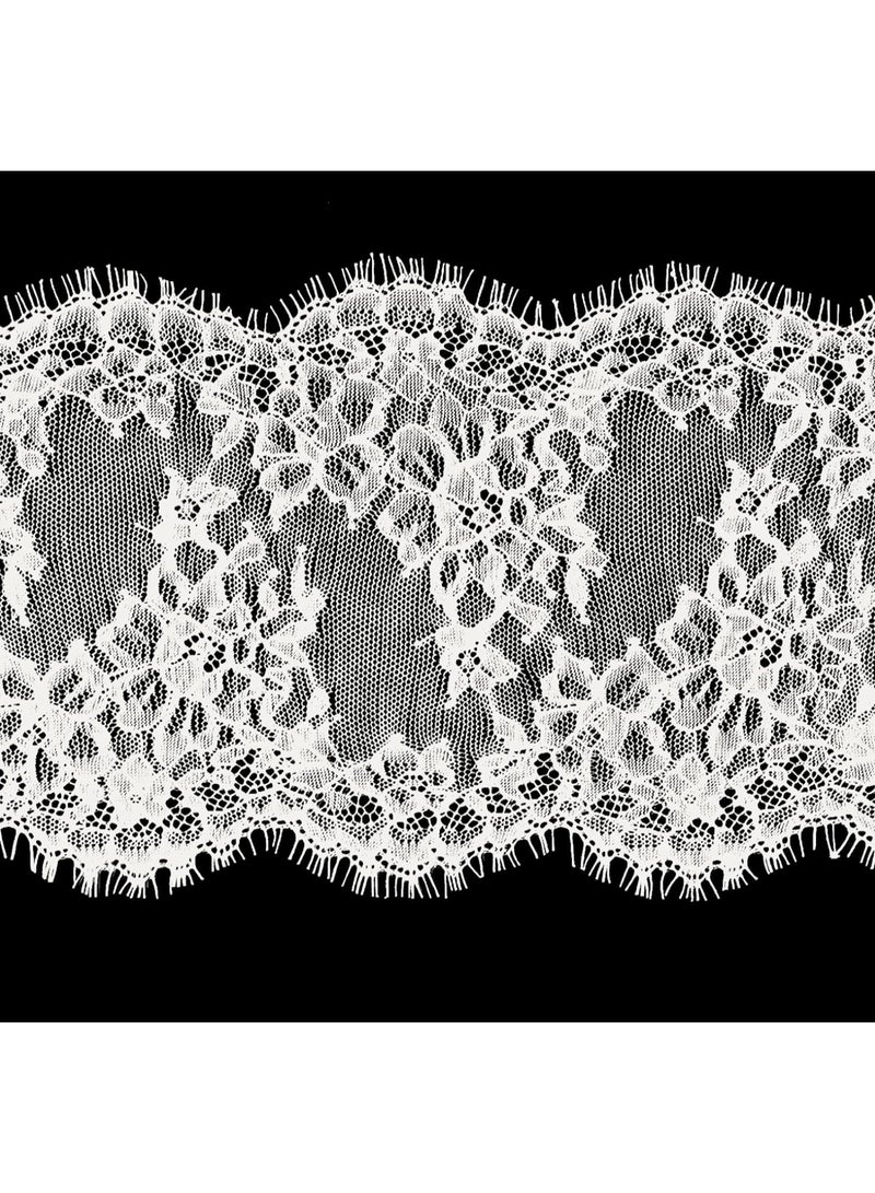 Beaute 3m * 15cm White Embroidered French Lace Trim with Vintage Floral Pattern for Dressmaking, Sewing, Abaya, Bridal Wedding Decorations - Image 1