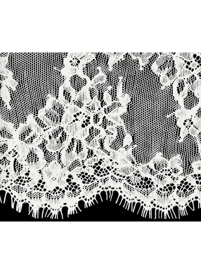 Beaute 3m * 15cm White Embroidered French Lace Trim with Vintage Floral Pattern for Dressmaking, Sewing, Abaya, Bridal Wedding Decorations - Image 2