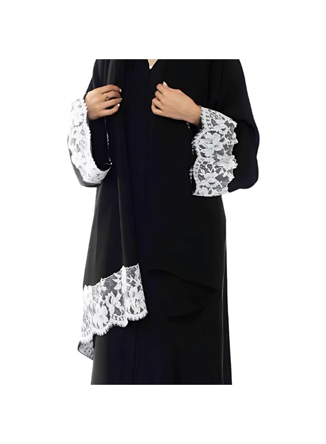 Beaute 3m * 15cm White Embroidered French Lace Trim with Vintage Floral Pattern for Dressmaking, Sewing, Abaya, Bridal Wedding Decorations - Image 3