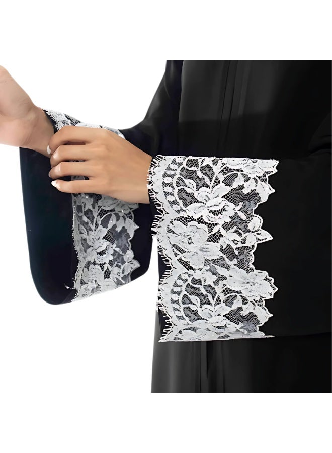 Beaute 3m * 15cm White Embroidered French Lace Trim with Vintage Floral Pattern for Dressmaking, Sewing, Abaya, Bridal Wedding Decorations - Image 5