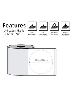 phomemo Multi-Purpose Round Self-Adhesive Label for M110/ M120/ M200/ M220/ M221 Label Printer, 50x50mm, 140 Labels/Roll (White)  - Image 2