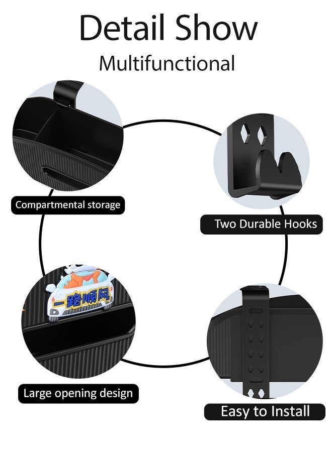 MLADEN Car Seat Back Organizer, 3-in-1 Multifunctional Drink Cup Holder with Tissue Storage Box & Hooks for Car Backseat, Travel Accessories for Food, Drink, Phone – Black, Space-Saving, Durable, Easy Install, Perfect for Road Trips - Image 3