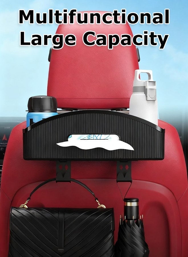 MLADEN Car Seat Back Organizer, 3-in-1 Multifunctional Drink Cup Holder with Tissue Storage Box & Hooks for Car Backseat, Travel Accessories for Food, Drink, Phone – Black, Space-Saving, Durable, Easy Install, Perfect for Road Trips - Image 5