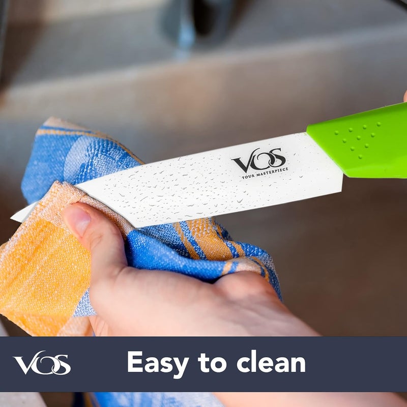 Vos Ceramic Paring Knife - 4 Inch Zirconia Blade With Sheath Cover - Handle Fruit and Vegetables Kitchen Knife (Green) - Image 3
