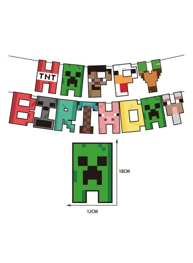 MINECRAFT Birthday party decorations, party supplies set including balloons, banners, cake cupcake toppers, for Pixel themed parties - Image 5