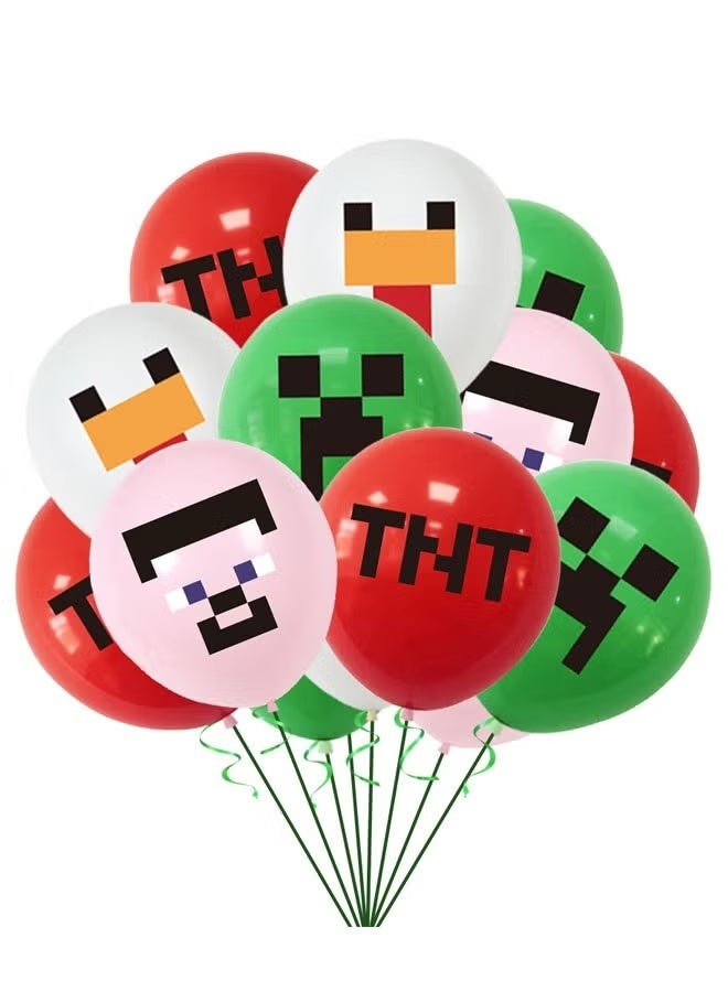 MINECRAFT Birthday party decorations, party supplies set including balloons, banners, cake cupcake toppers, for Pixel themed parties - Image 4