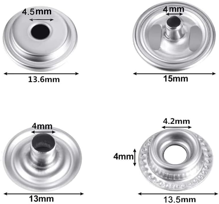 BetterJonny 1000 Pieces Stainless Steel Snap Fastener, 15mm Heavy Duty Snap Button Press Stud Cap for Jeans Fabric Jackets Clothes Bag Leather DIY Craft - Image 2
