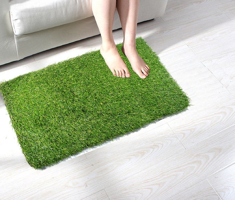 Purav Light Artificial Grass Door Mat| Perfect for Balcony, Home Decoration, Lawn, Indoor Outdoor Use| Anti Slip Water Proof Grass Mat| Green (15 x 23 Inches) - Image 1
