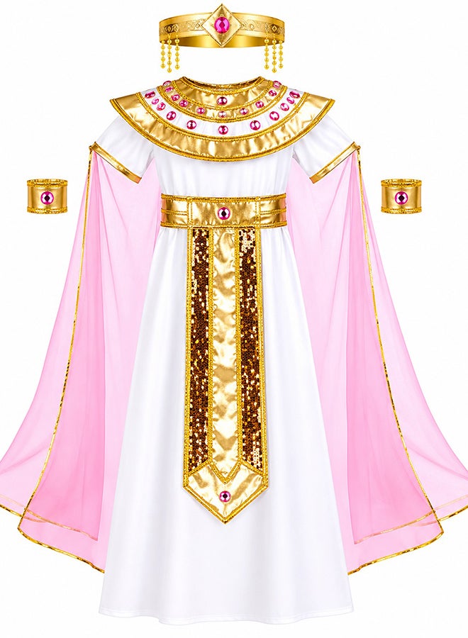 Toy Land طقم زي الملكة المصرية للبنات – زي فاخر من مصر القديمة مع تاج وأساور معصم للبنات من عمر 2 إلى 3 سنوات - Image 1