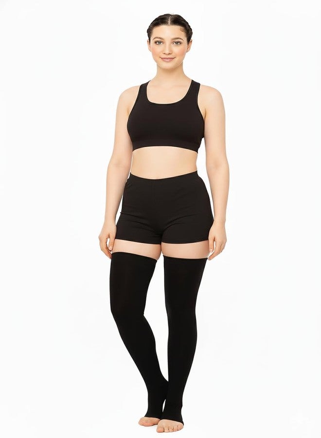 Dr Helix Varico Vein Compression Stocking Thigh High, Open Toe Support Sock - (XL) - Image 1