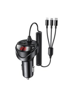 Dual USB Car Charger With 3IN1 Spring Cable