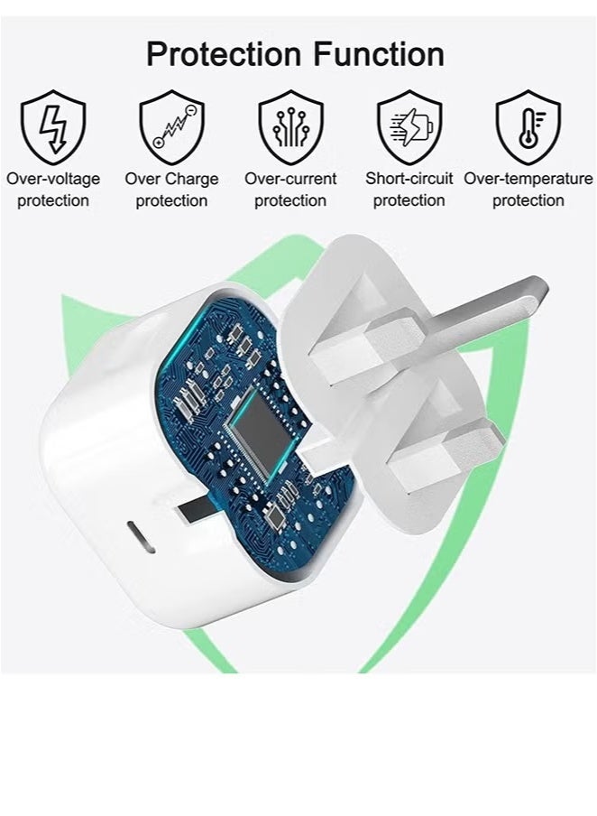 هايدو iPhone 13 شاحن سريع 20 واط شاحن سريع جدار USB C مع كابل USB C إلى Lightning 1 متر متوافق مع iPhone 13 - Image 3