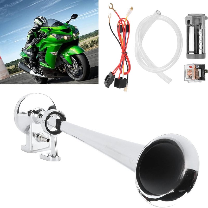 12V Single Trumpet Air Horn Steel Alloy, 150dB Loud Compressor for Truck Motorcycle Train - Weather, Easy Installation, Universal Fit - Image 5