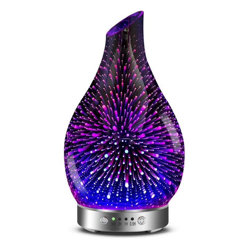 MAXWINER Essential Oil Diffusers Ultrasonic 3D Glass Aromatherapy Diffuser, Auto Shut-Off, Timer Setting, 7 Colors LED Lights Changing for Home, Office, Spa 120ml - Image 1