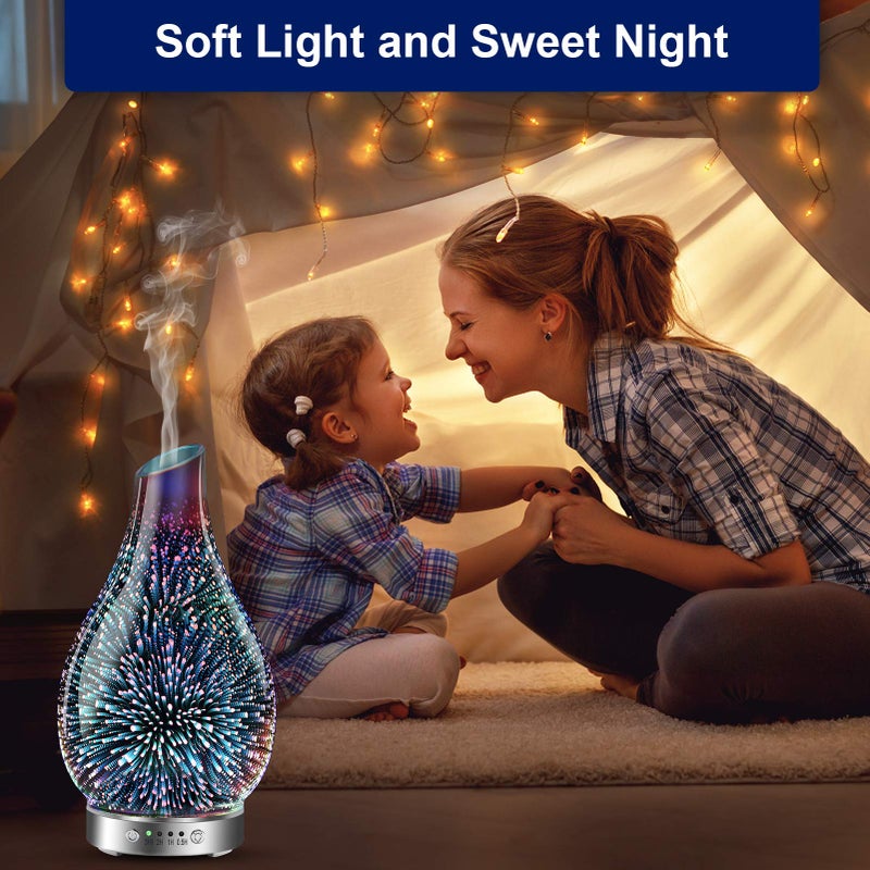 MAXWINER Essential Oil Diffusers Ultrasonic 3D Glass Aromatherapy Diffuser, Auto Shut-Off, Timer Setting, 7 Colors LED Lights Changing for Home, Office, Spa 120ml - Image 5