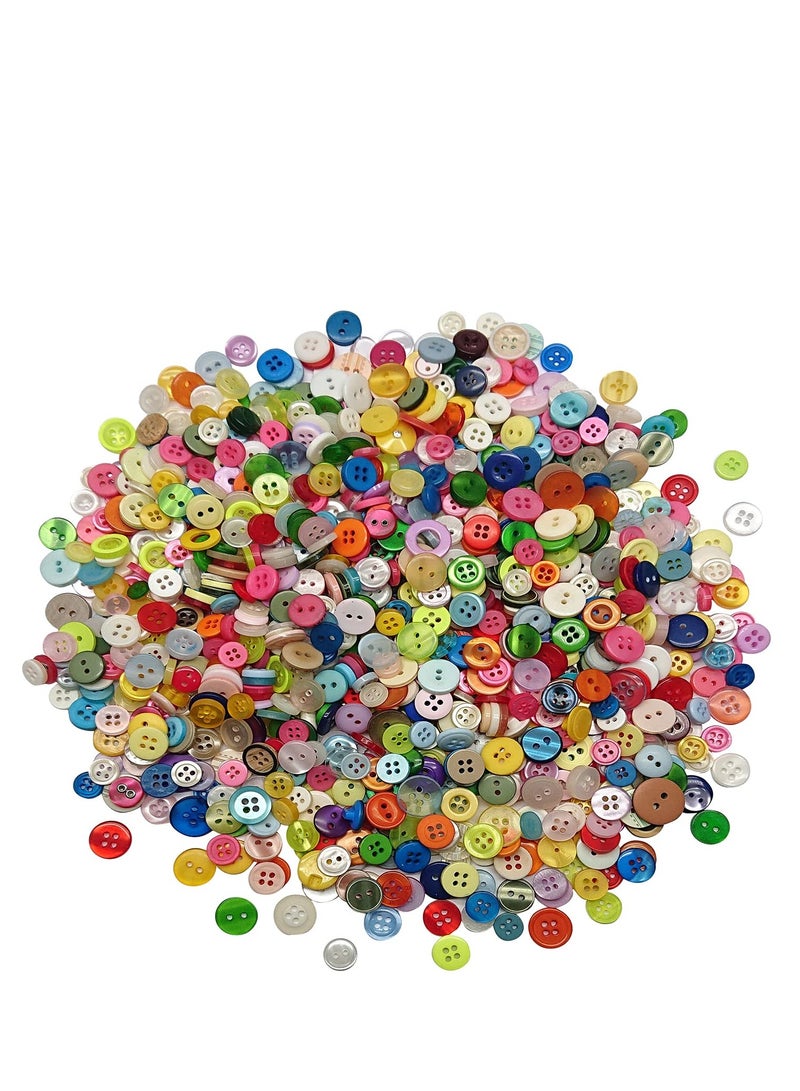 KASTWAVE 1000 Pcs Resin Buttons Assorted Sizes Round Craft Buttons for Sewing DIY Crafts Children's Manual Button Painting Mixed Colors  - Image 1