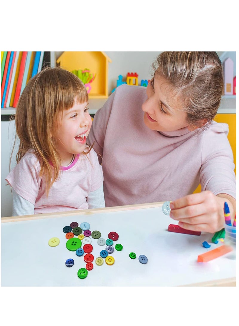 KASTWAVE 1000 Pcs Resin Buttons Assorted Sizes Round Craft Buttons for Sewing DIY Crafts Children's Manual Button Painting Mixed Colors  - Image 3