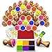 UdoUto Wooden Alphabet Number Stampers Set with 7Color Ink Pad ABCs 123s Learning Stamps Flashcards Preschool Homeschool Classroom Supplies Gift for Ages 3 - Image 2