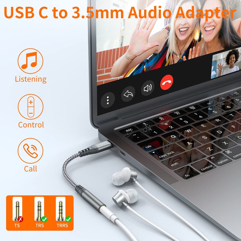 JXMOX USB Type C to 3.5mm Female Headphone Jack Adapter, USB C to Aux Audio Dongle Cable Cord Compatible with iPhone 17 Air 16 15 Pro Max, Samsung Galaxy S25 S24 S23 S22, Pixel 9 8, iPad Pro, MacBook - Image 2