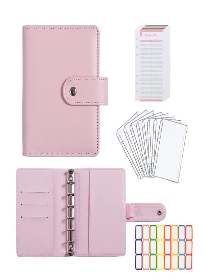 eleger A7 Budget Binder Set - Mini Money Organizer for Cash Saving, Cash Stuffing Envelope System, Planner Binders with Pockets, Sheets and Stickers, Pink - Image 1