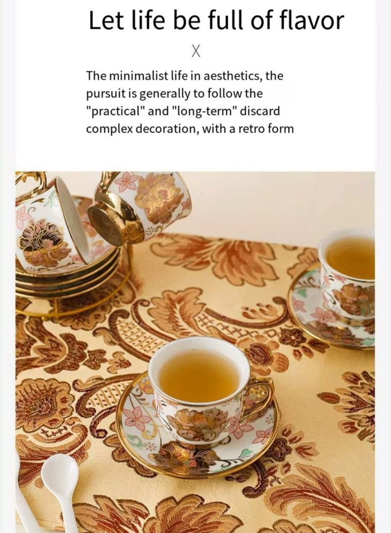 Porcelain Tea Set with Gold Trim, Floral Pattern, 13-Piece Set with Stand, White and Gold European Ceramic tea set for adults,Flower Tea Set,Tea Set For Women With Flower Painting(yellow) - Image 5
