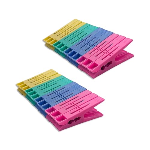 DECOFOLD Big Size Multicolour Cloth Clips for Drying Clothes/Plastic Hanging Pegs/Pins with Storage Box (24 Pcs) - Image 1