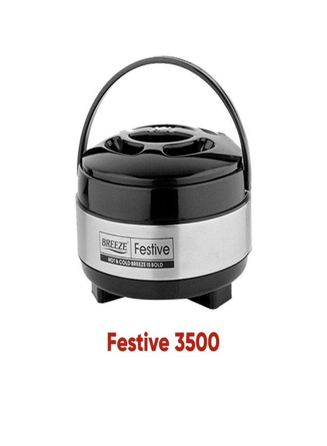 Breeze Casserole Festive Stainless Steel with Plastic Cover and Bottom from Breeze 3500(Black,2.5 LTR) - Image 2