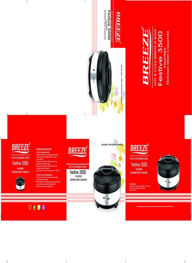 Breeze Casserole Festive Stainless Steel with Plastic Cover and Bottom from Breeze 3500(Black,2.5 LTR) - Image 3