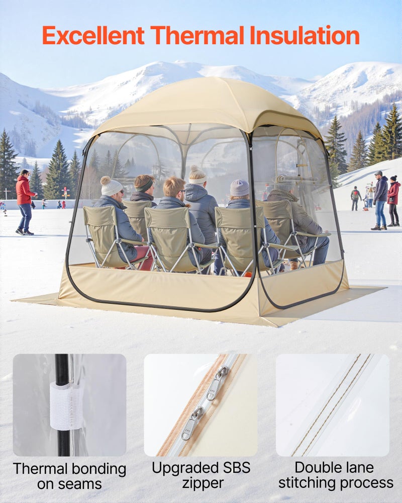 VEVOR خيمة رياضية قابلة للنفخ من VEVOR، 72" x72x76.8 خيمة واضحة مقاومة للعوامل الجوية لحوالي 4-6 أشخاص، ملجأ محمول وقابل للطي مع سجادة أرضية قابلة للإزالة وغطاء علوي، لمشاهدة الفعاليات الرياضية، التخييم، الصيد - Image 5
