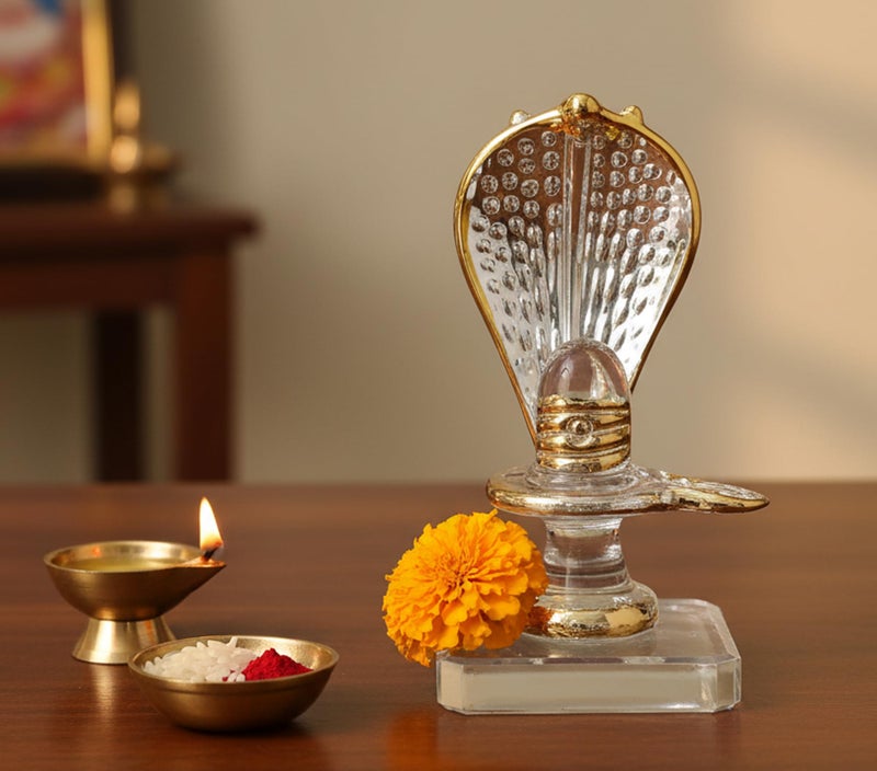 KLEO Sphatik Shiv Shiva Lingam Linga Ling Crystal Glass Murti Idol Statue Sculpture (3.5"), Clear, Shiva - Image 2
