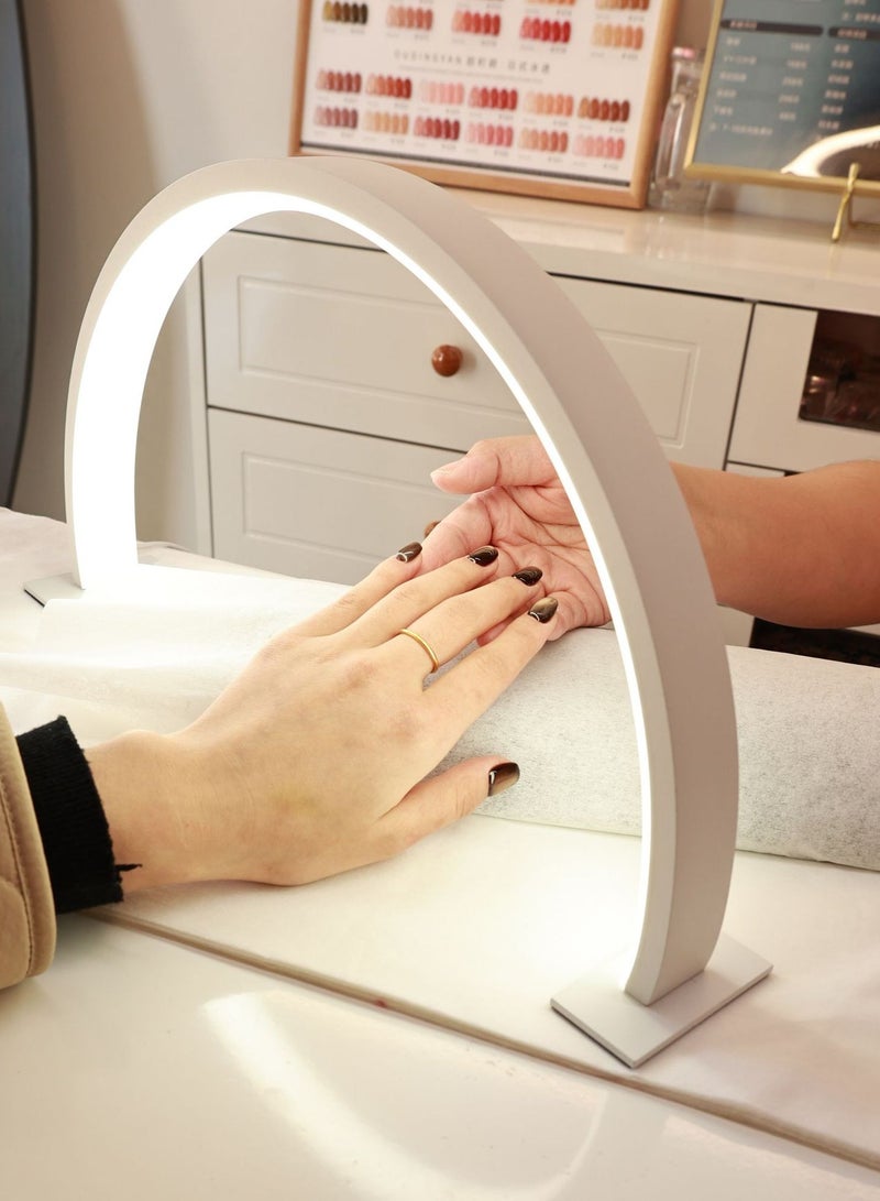 كيلا مصباح مكتبي للأظافر على شكل نصف قمر، مصباح ليد لتقنية الأظافر للمكتب، مصباح نصف قمري، مصباح طاولة لخبراء التجميل لتمديد الرموش، أبيض، 55*30 سم - Image 2