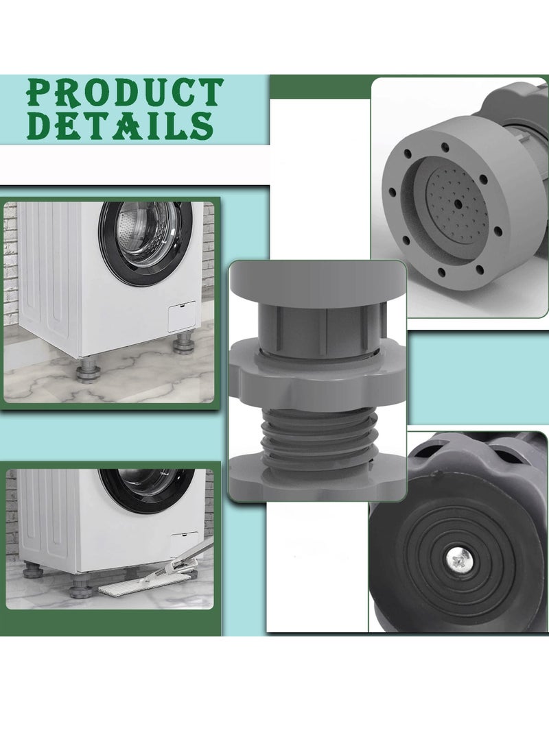 سيوسي وسادات مضادة للاهتزاز لغسالة 8 عبوات قابلة للتعديل لمنع الضوضاء عازلة للغسالة والمجفف وسادة عازلة مانعة للانزلاق مصنوعة من المطاط تناسب معظم الطرازات - Image 3