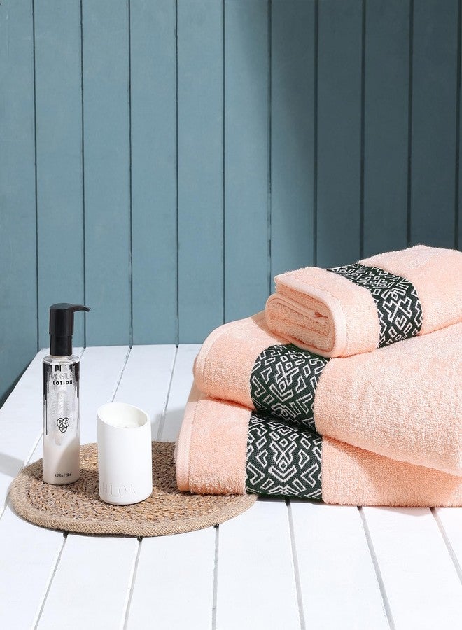 Spaces 100% Cotton (70 Cm X 140 Cm / 50 Cm X 90 Cm / 86 Cm X 160 Cm) | 500 GSM Jacquard Solid Towel Combo Set (Soft Pink)- Aurum - Image 4