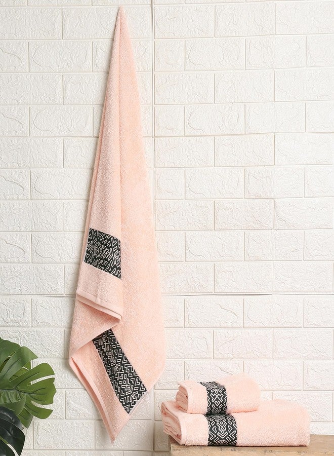 Spaces 100% Cotton (70 Cm X 140 Cm / 50 Cm X 90 Cm / 86 Cm X 160 Cm) | 500 GSM Jacquard Solid Towel Combo Set (Soft Pink)- Aurum - Image 1