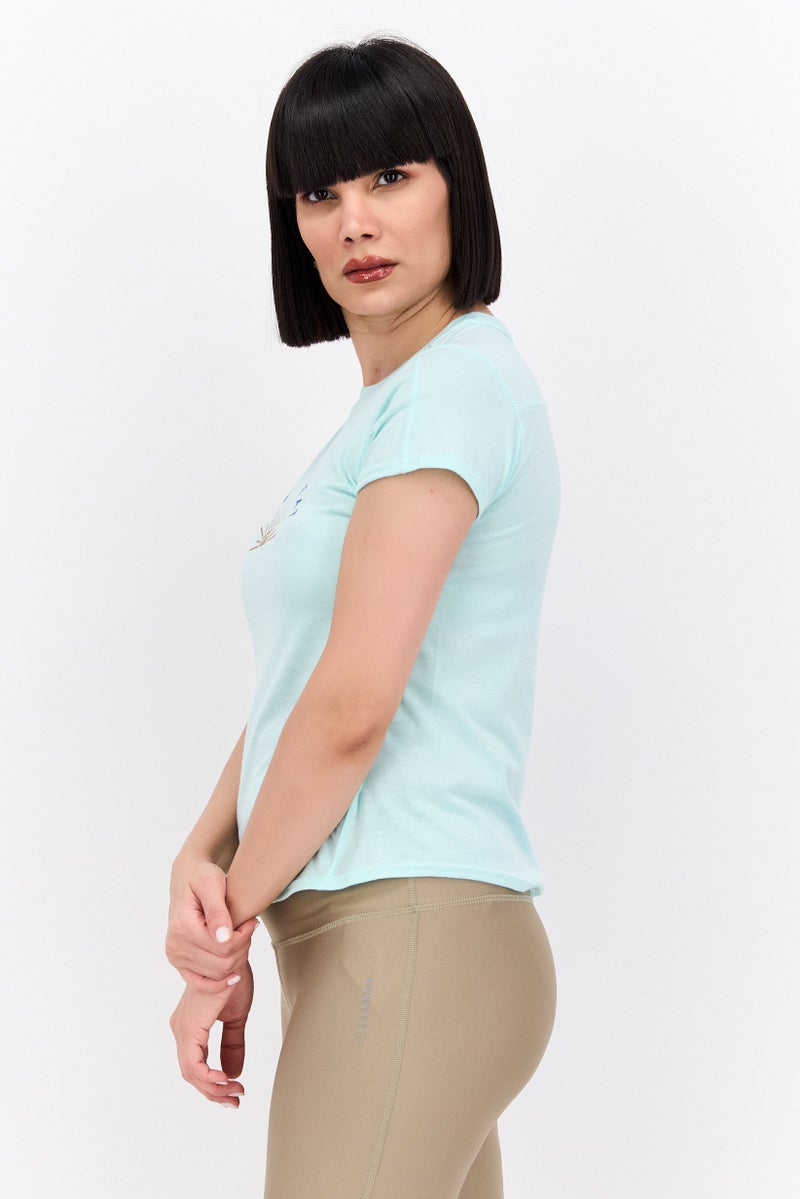 Brooks تي شيرت رياضي نسائي قصير الأكمام، أزرق سماوي - Image 2