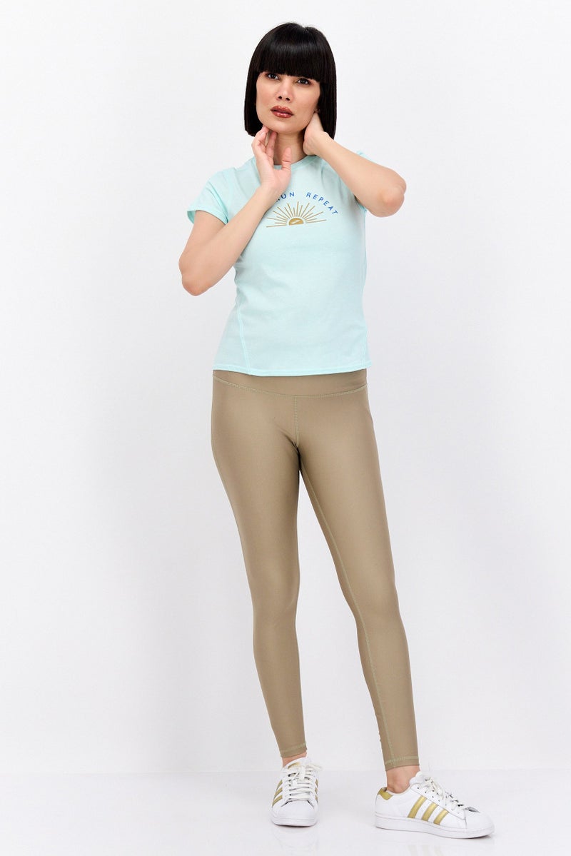 Brooks تي شيرت رياضي نسائي قصير الأكمام، أزرق سماوي - Image 4